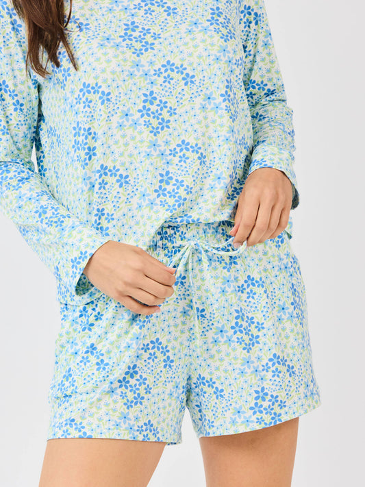 Women's Annie Pajama Shorts Set | Larkspur Fields Blue
