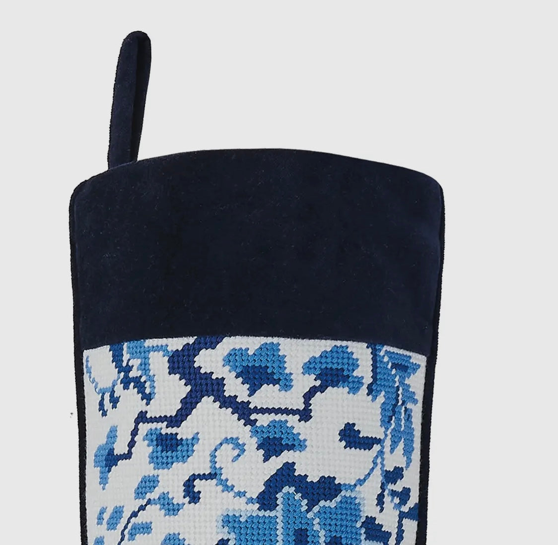 Floral Blue & White Needlepoint Stocking