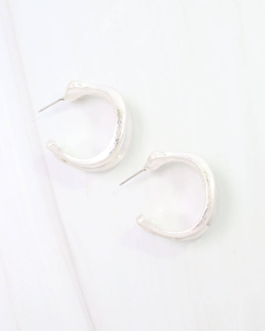 Old Augustine Hoop Earring Worn Silver