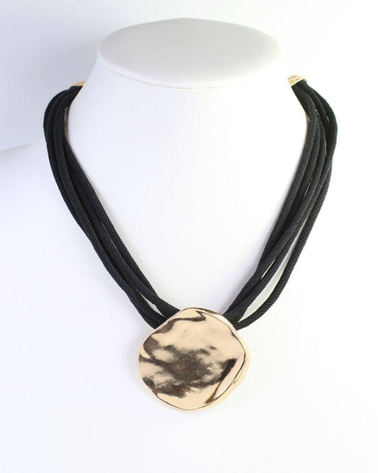 Calia Gold Pendant Cord Necklace Black