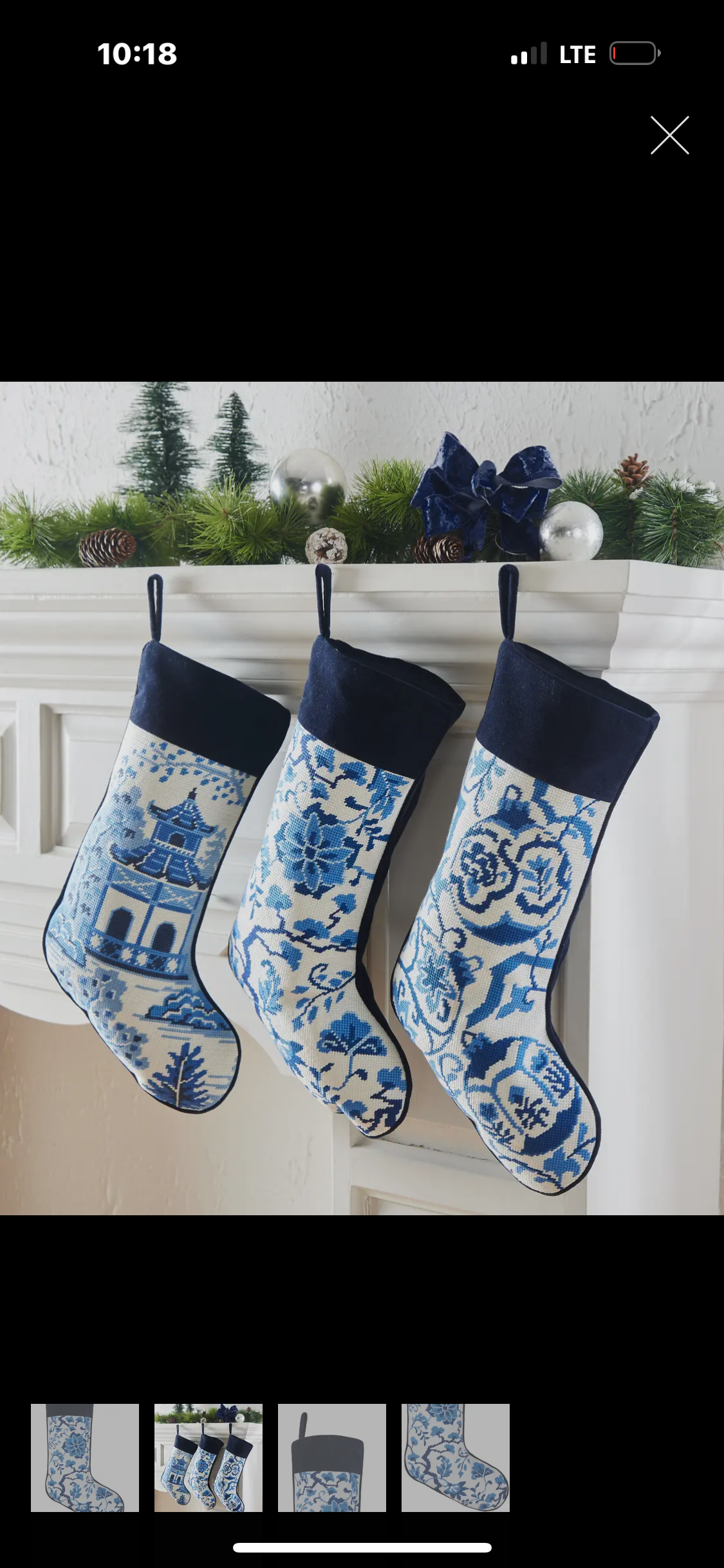 Chinoiserie Blue & White Needlepoint Stocking