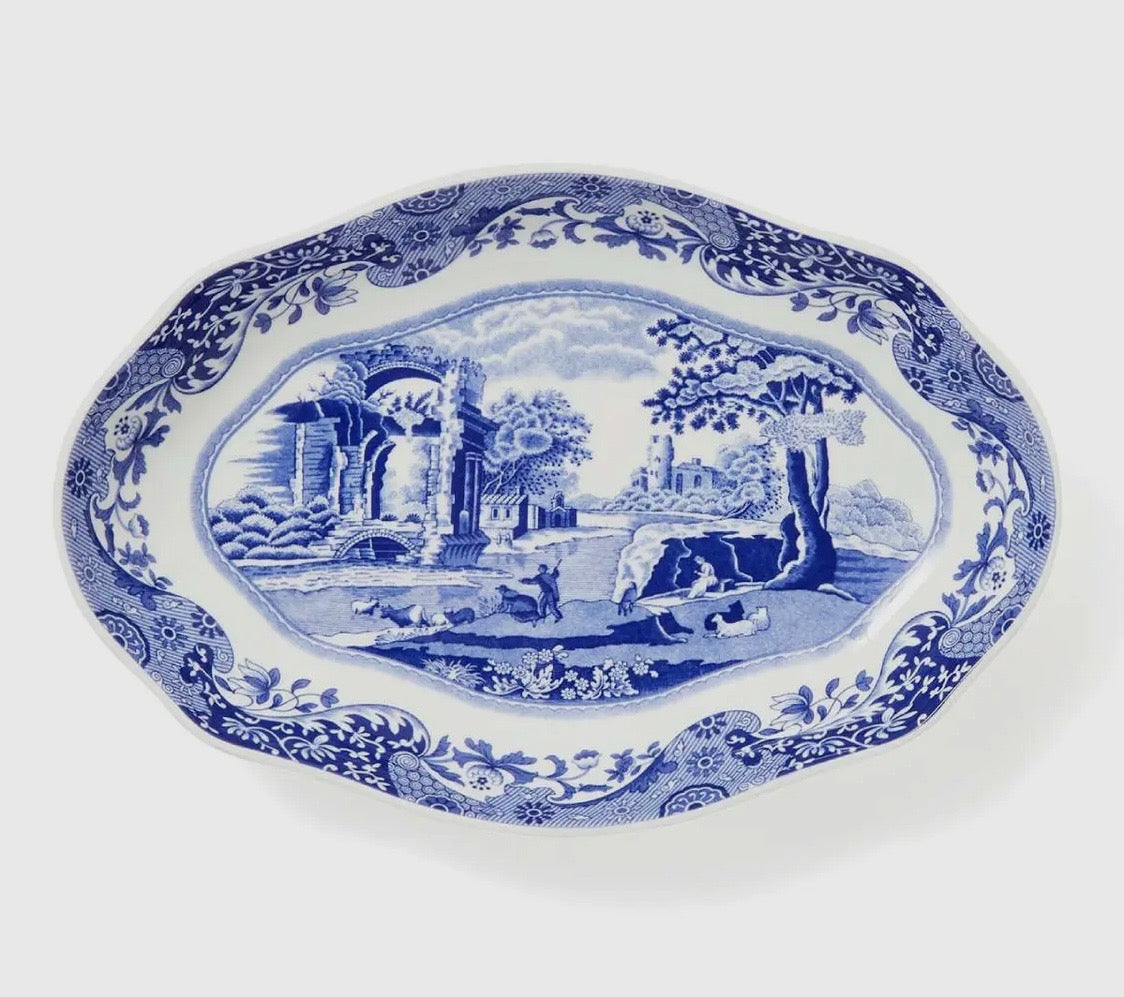 Spode Blue Italian Oval Fluted Dish