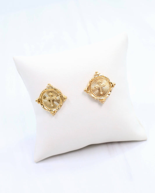 Capitola Cross Stud Worn Gold