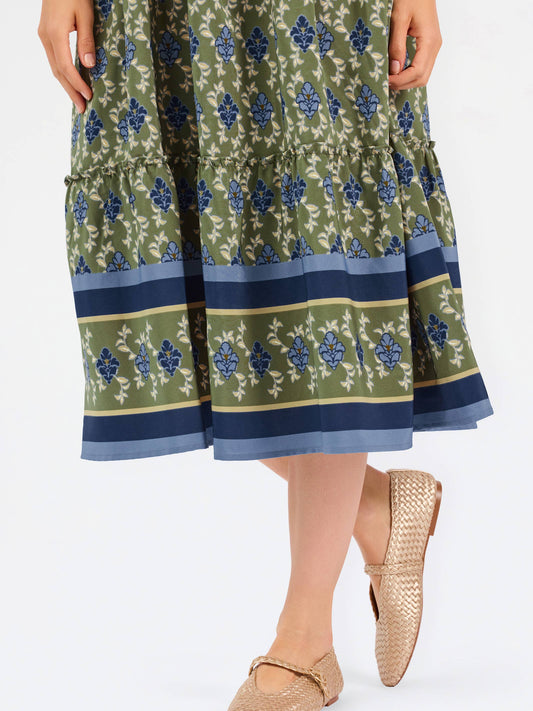 Lainey Midi Dress | Orchid Damask Olive