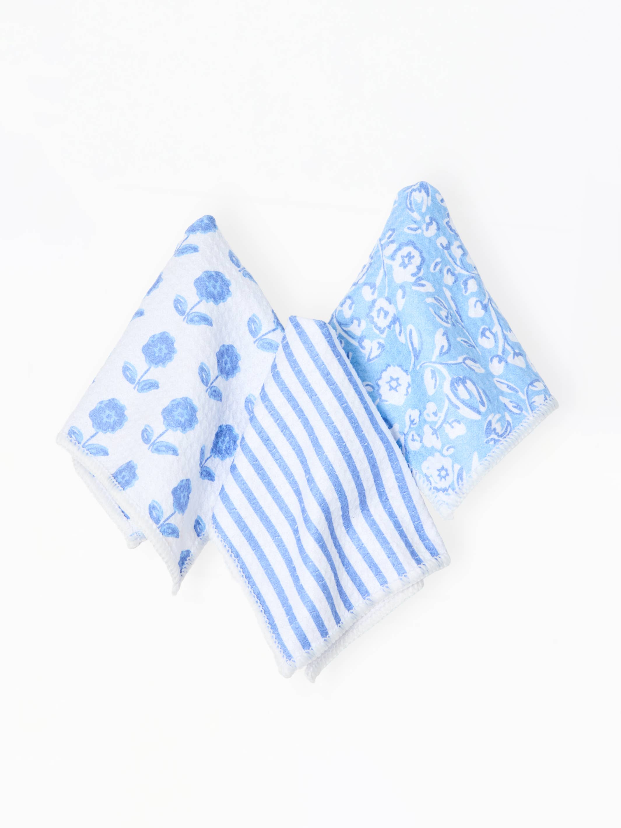 Quick Dry Dish Towel Set | Meadow Line Blue