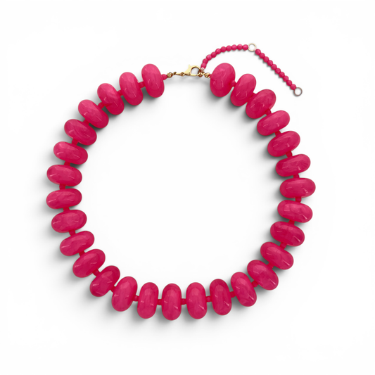 T7N032 - 20mm Resin Rondelle Beaded Necklace
