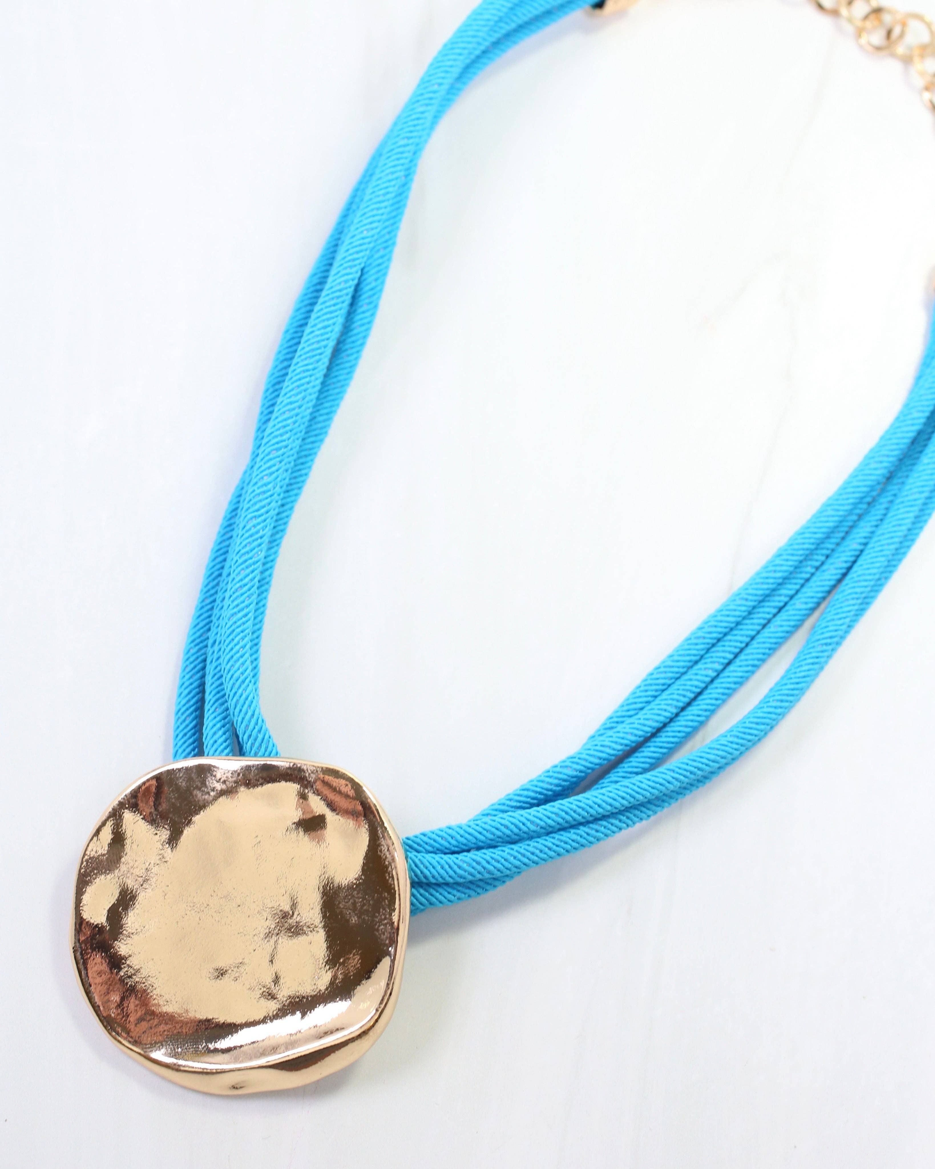 Calia Gold Pendant Cord Necklace Turquoise