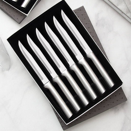 6 Utility/Steak Knives Set - Silver Handle