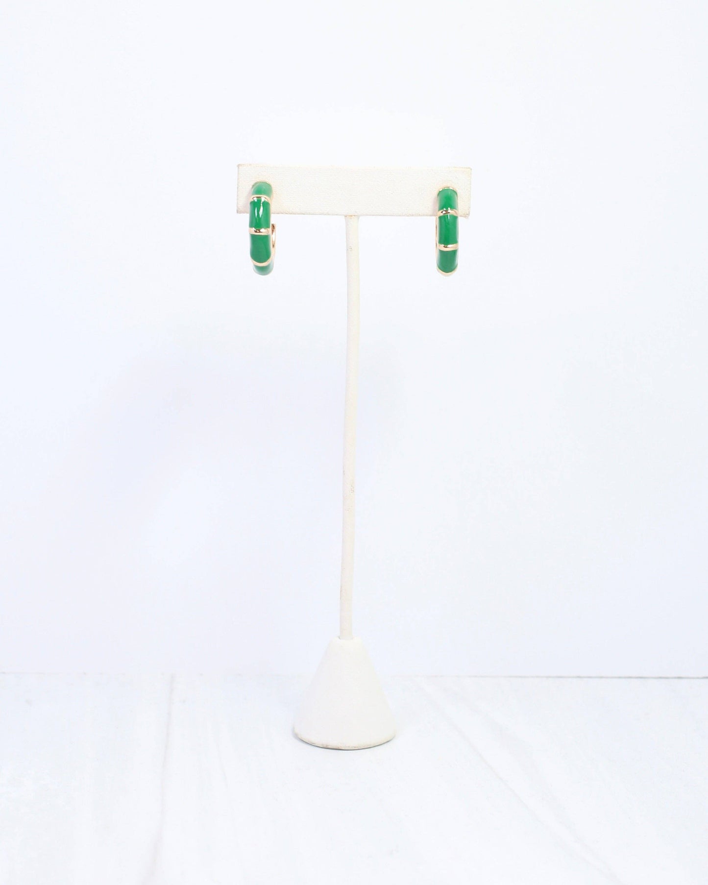Britt Bamboo Enamel Hoop Earring Green