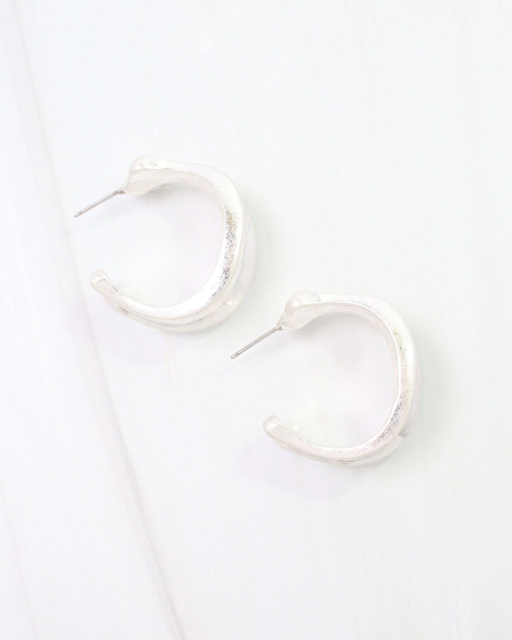 Old Augustine Hoop Earring Worn Silver