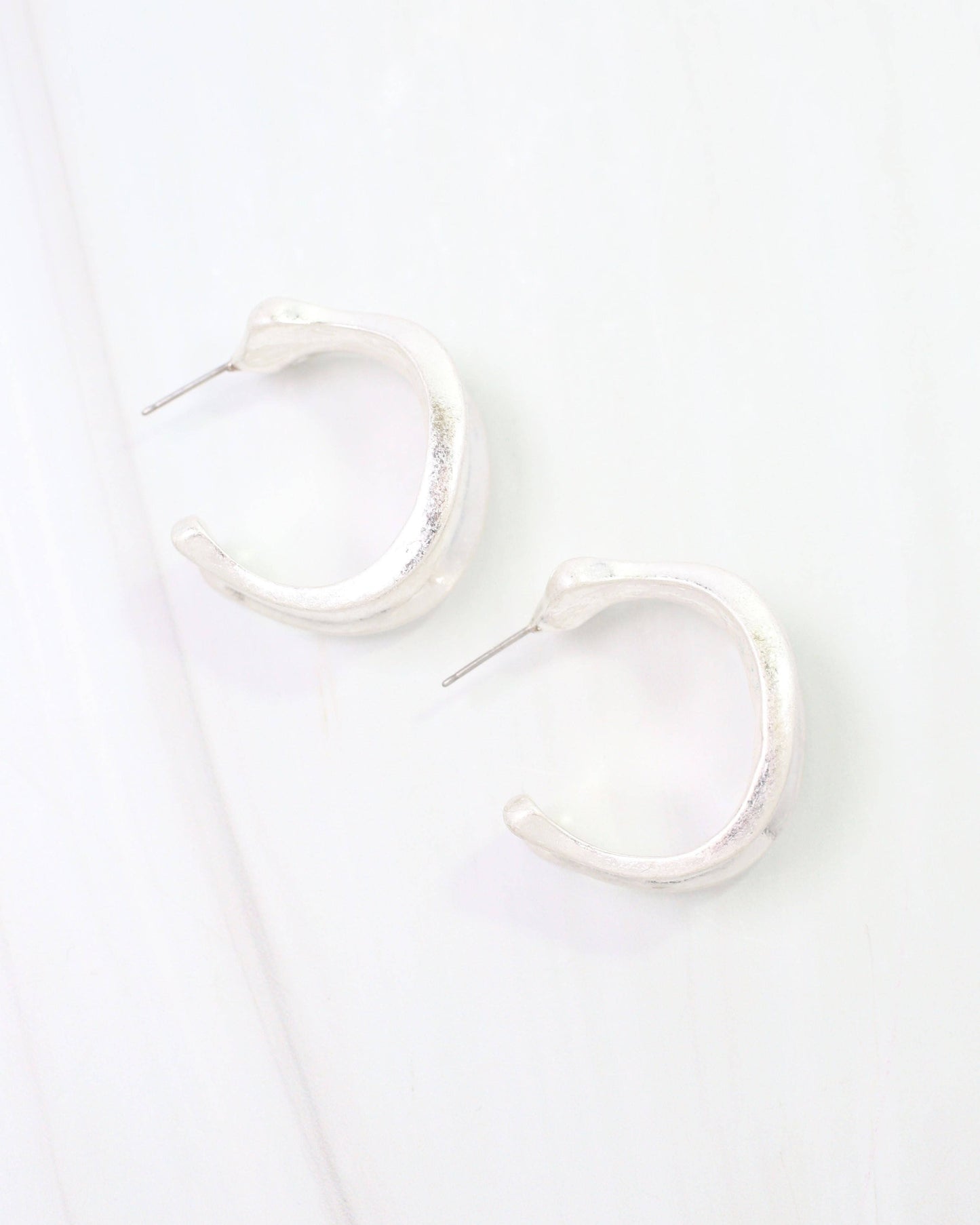Old Augustine Hoop Earring Worn Silver
