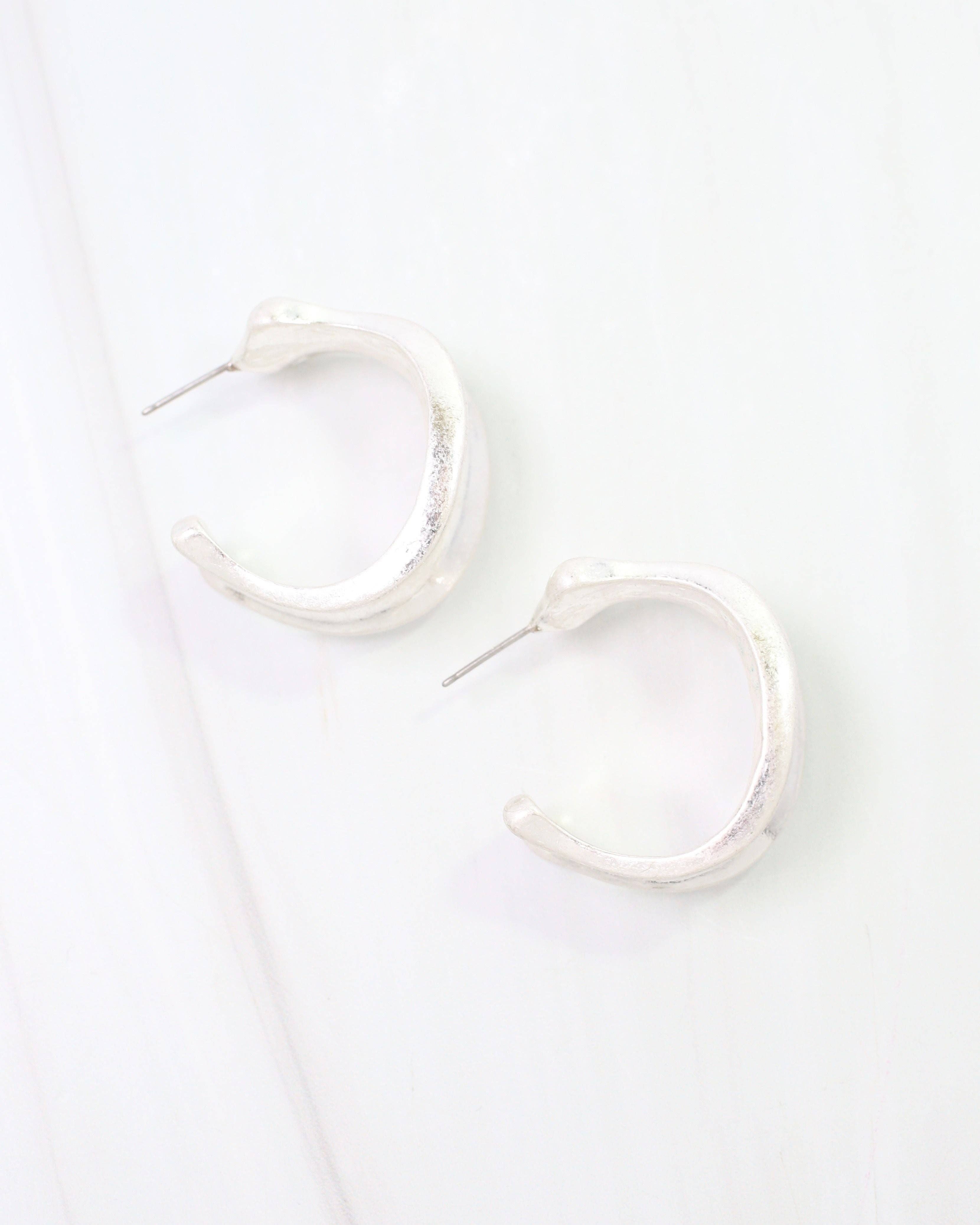 Old Augustine Hoop Earring Worn Silver