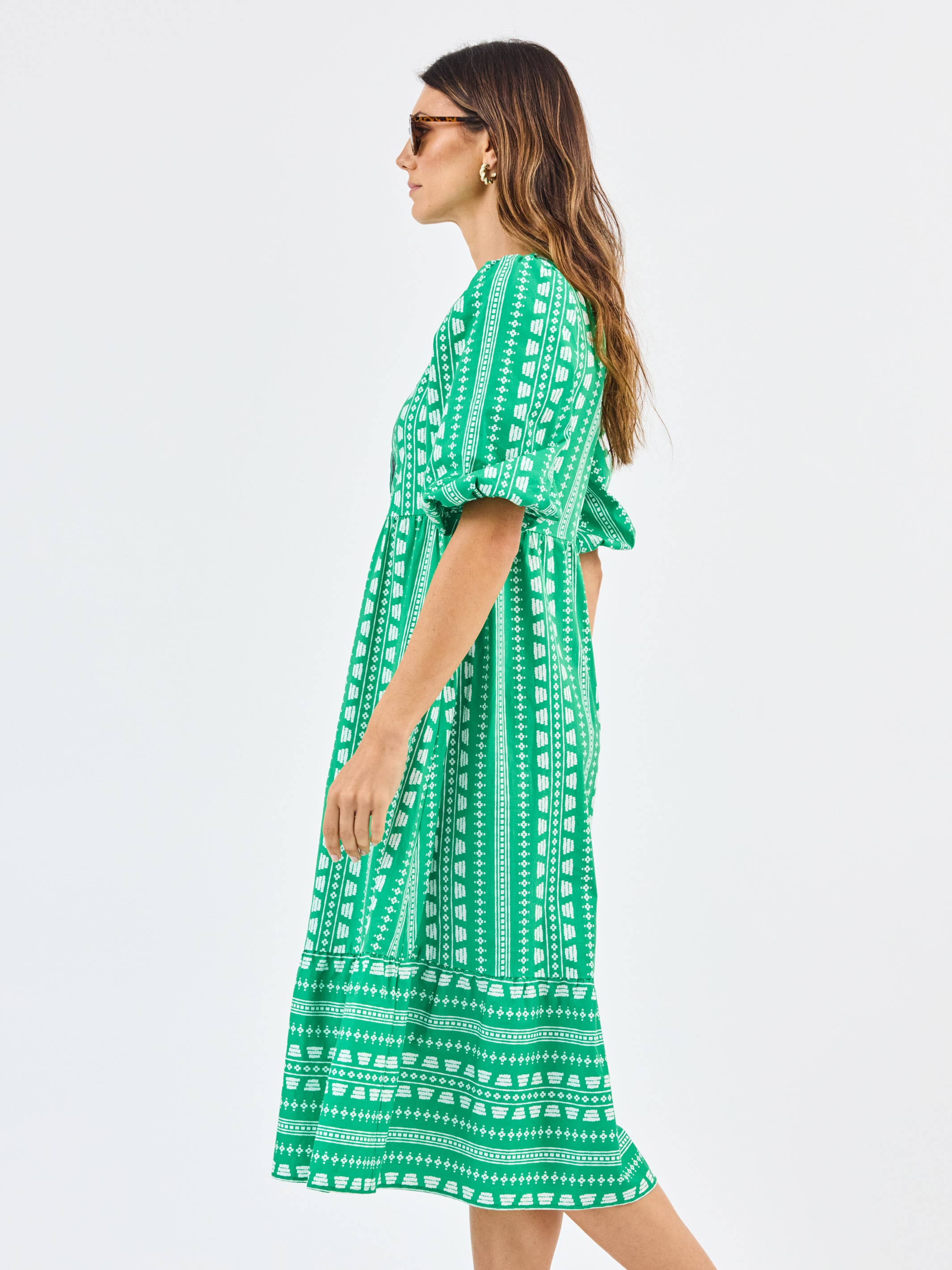 Riley Dress | Heritage Stitch Green