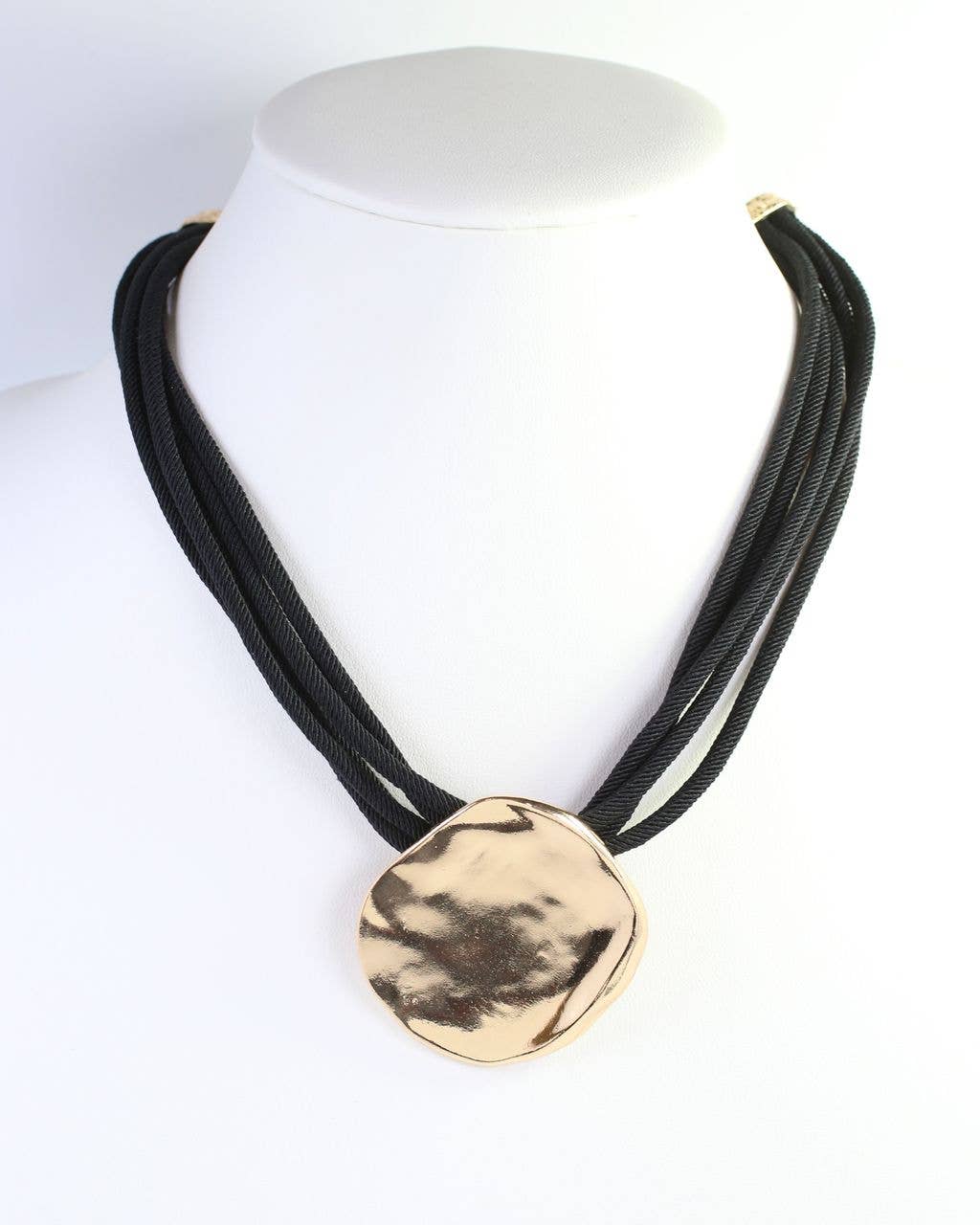 Calia Gold Pendant Cord Necklace Black