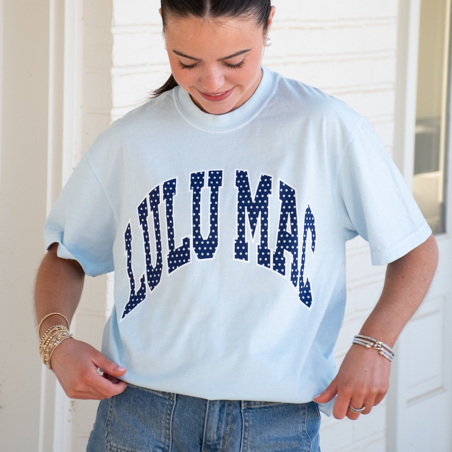 LM-PD-1001 Polka Dot Adult Chambray Comfort Colors Tee