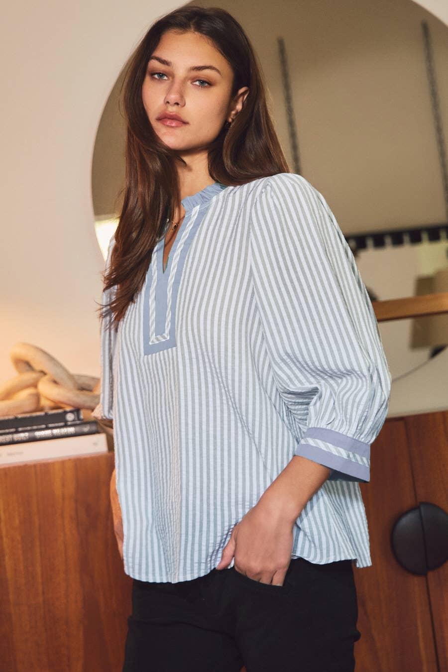 Striped Woven Blouse
