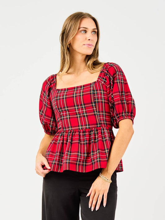 Isabel Top | Red Plaid XS