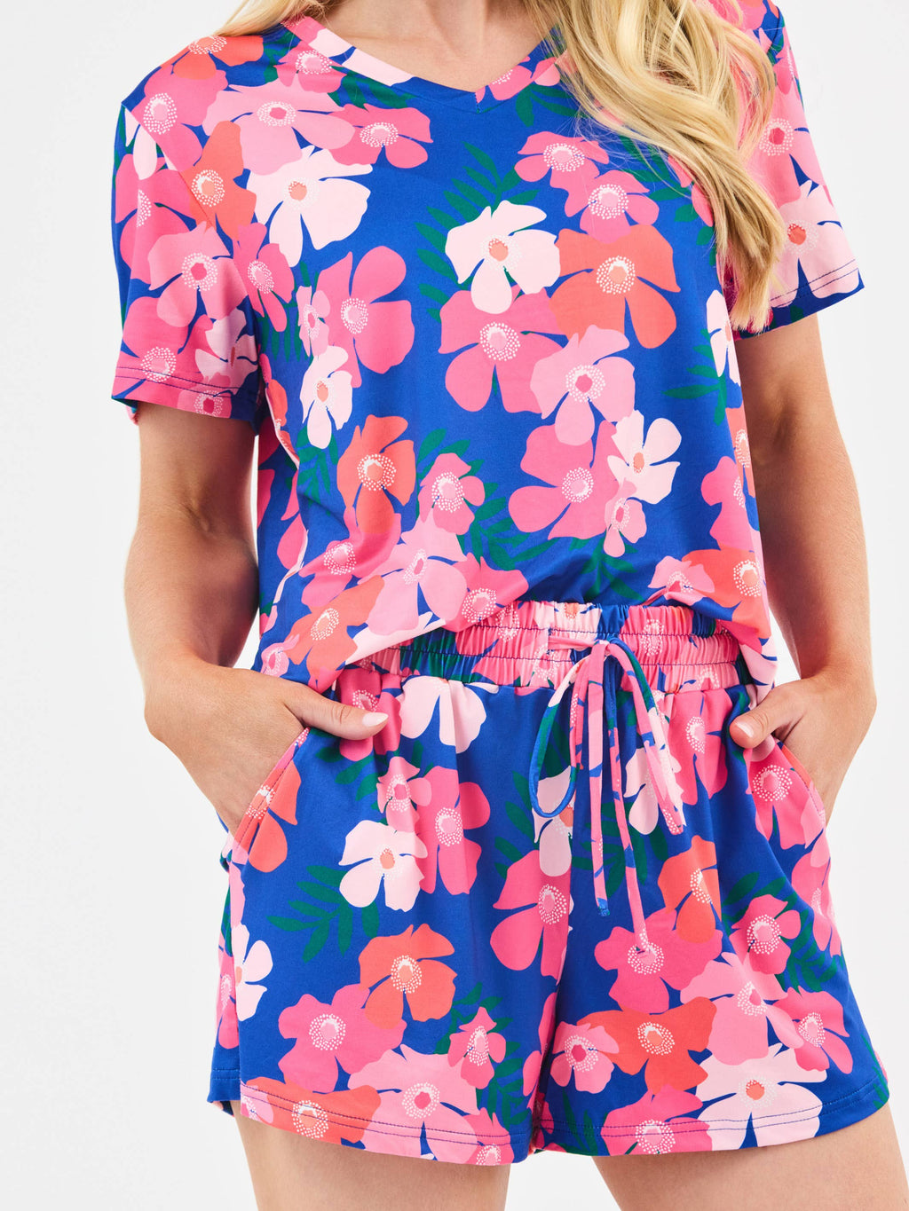 Women's Alli Pajama Shorts Set | Petal Pop Blue