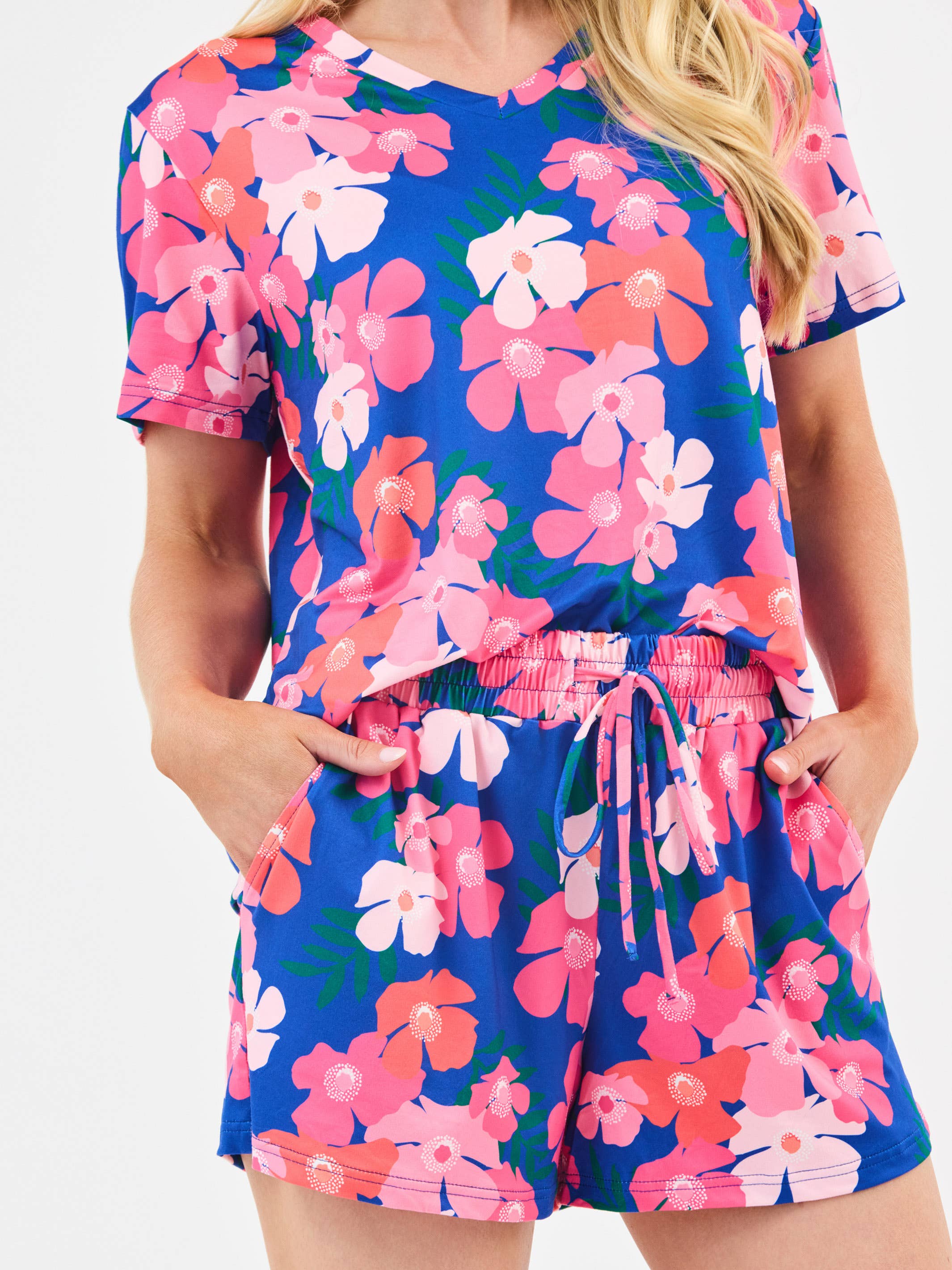 Women's Alli Pajama Shorts Set | Petal Pop Blue
