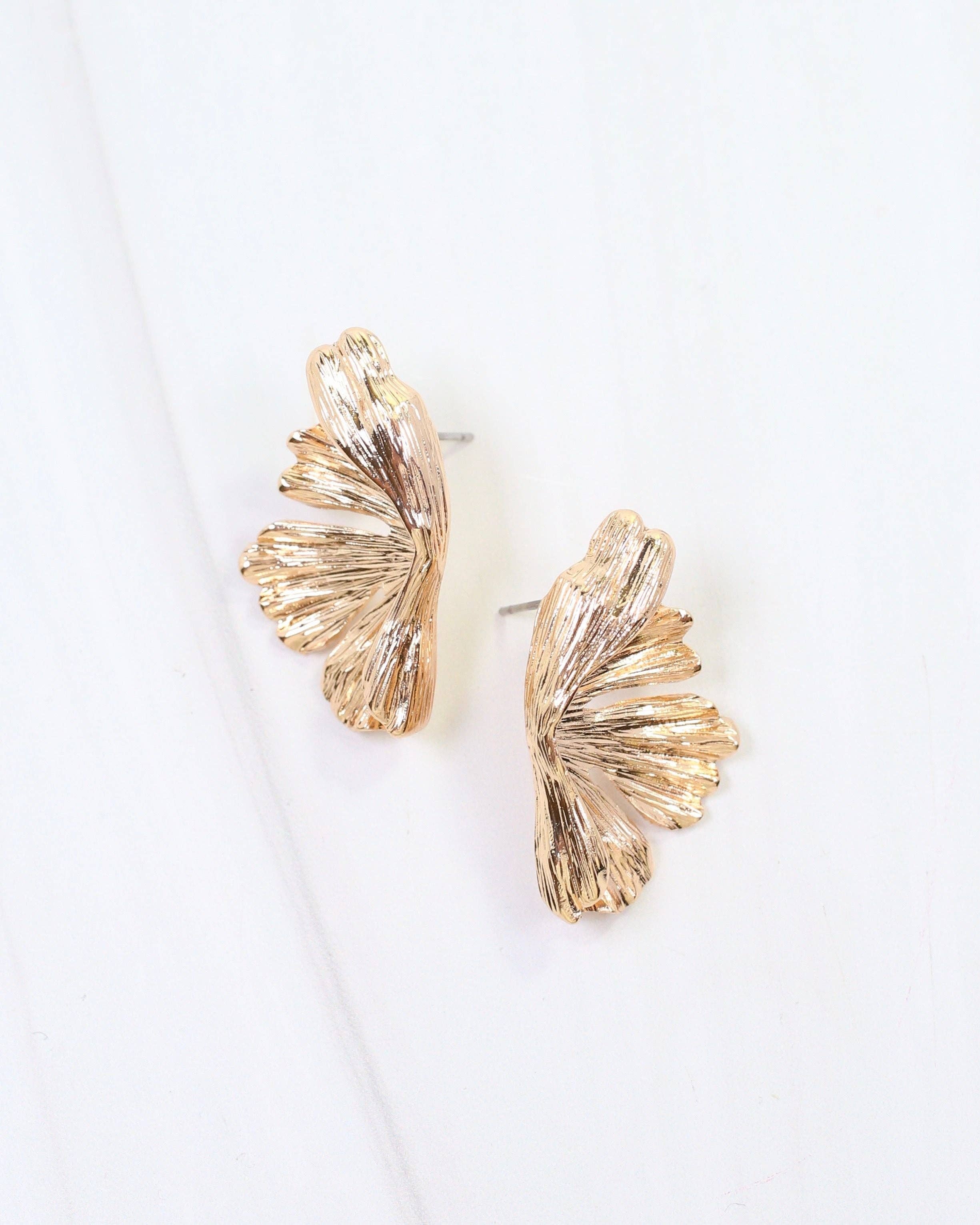 Amaya Leaf Fan Post Earring Gold