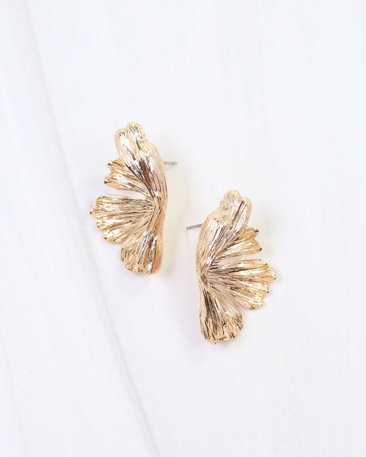 Amaya Leaf Fan Post Earring Gold
