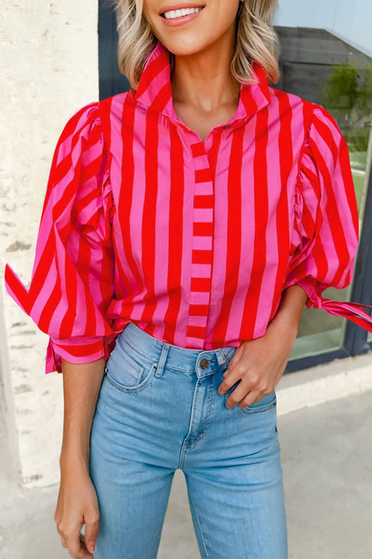 Stripe Tie Sleeve Button Down Shirt | S-XL