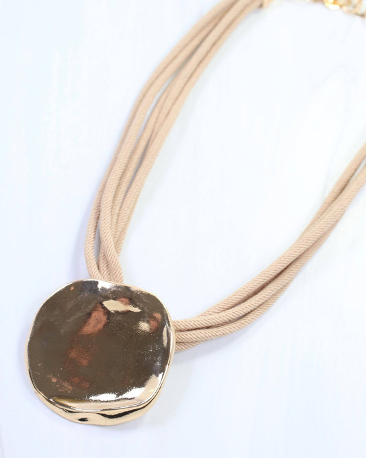 Calia Gold Pendant Cord Necklace Natural