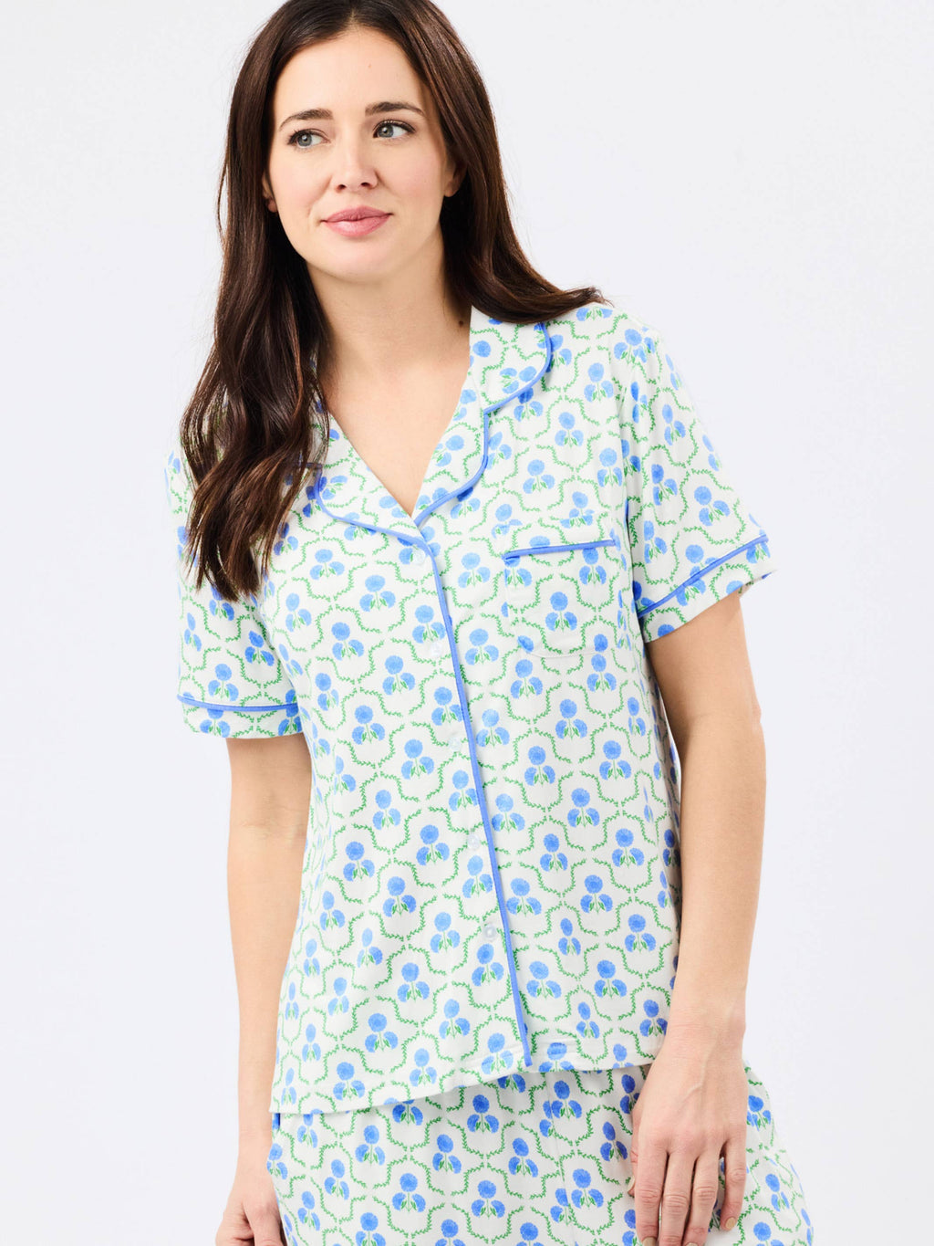 Charlotte Pajama Pants Set | Sweetbriar Lattice Blue