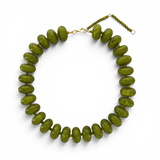 T7N032 - 20mm Resin Rondelle Beaded Necklace