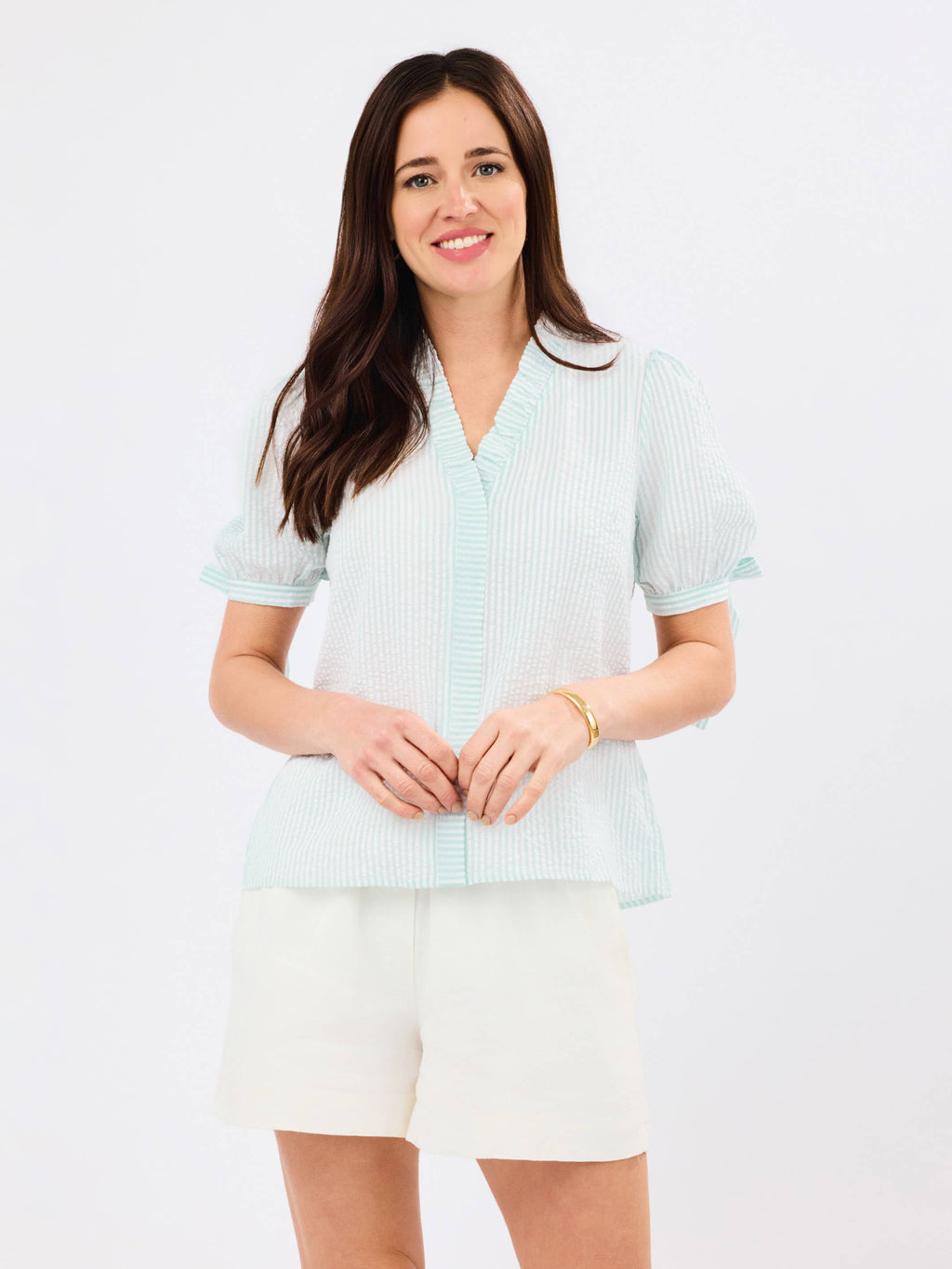 Brynn Top |  Seafoam + White