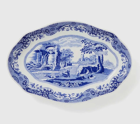 Spode Blue Italian Oval Fluted Dish