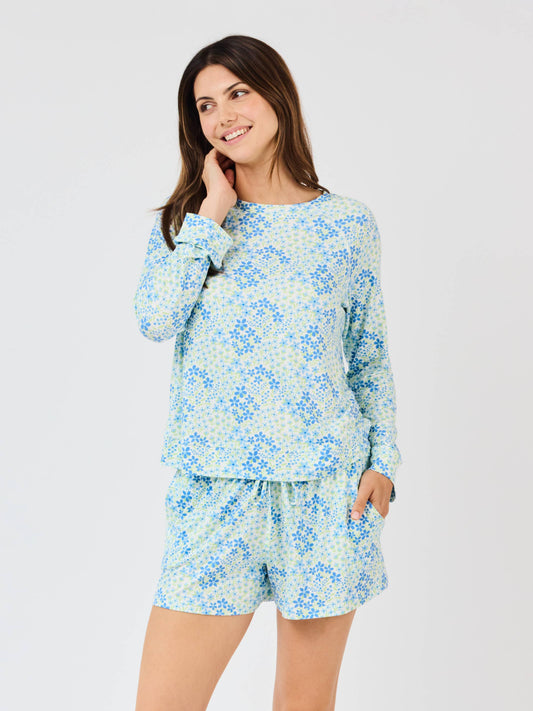Women's Annie Pajama Shorts Set | Larkspur Fields Blue