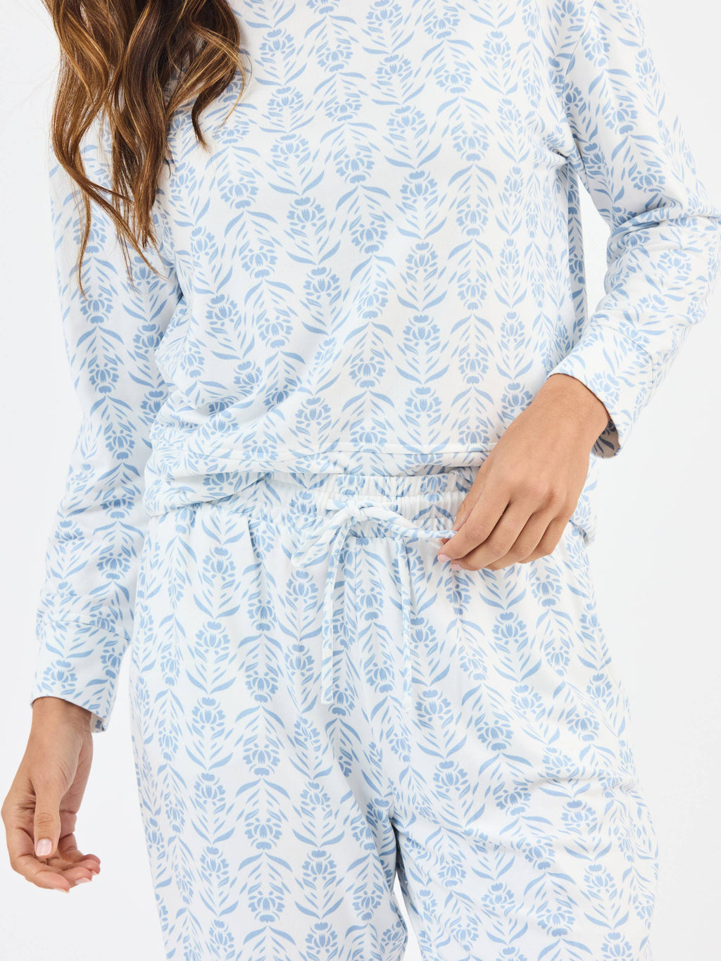 Sophie Jogger Set | Palm Damask Light Blue