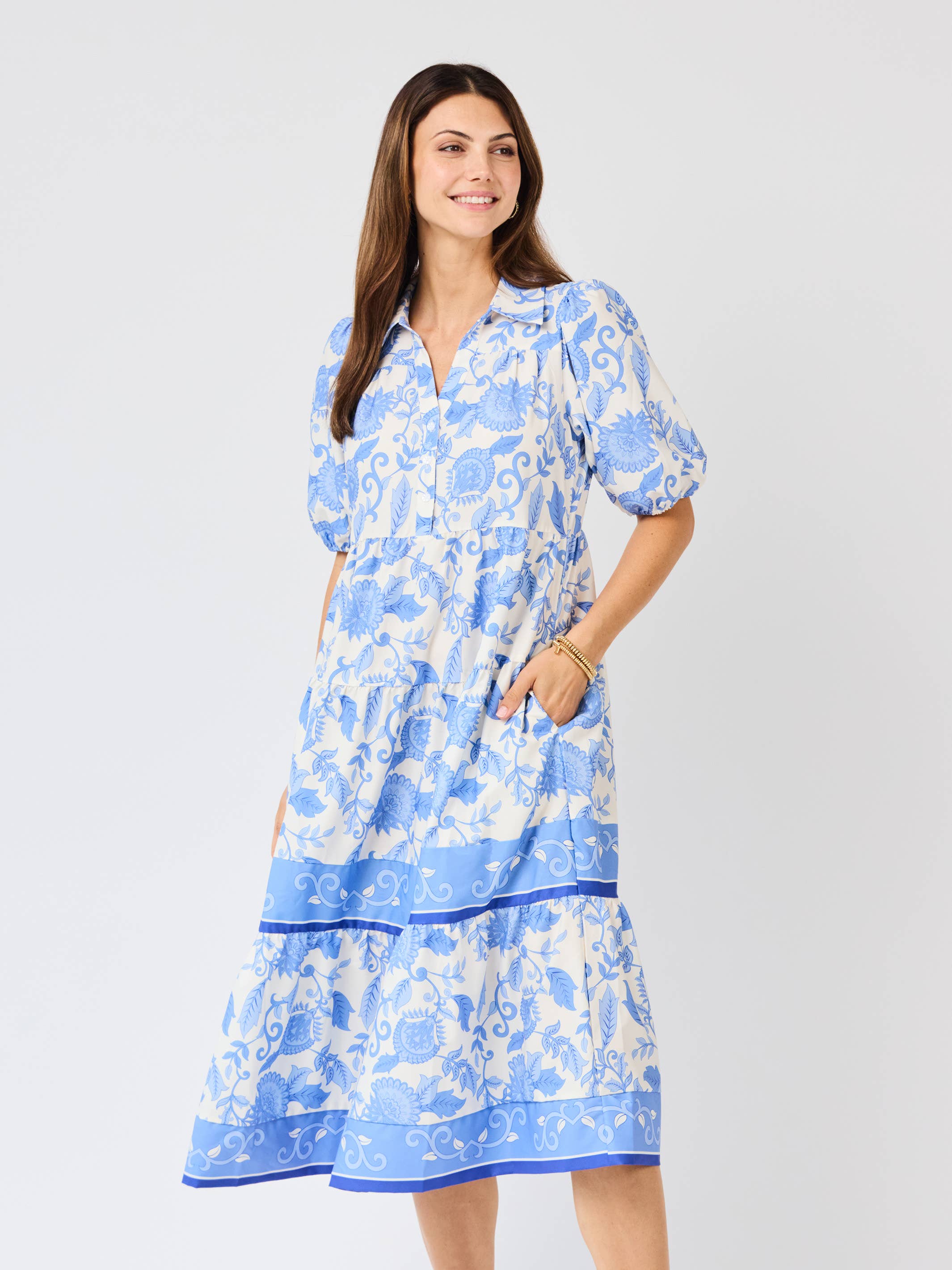 Eloise Dress | Porcelain Vines Blue