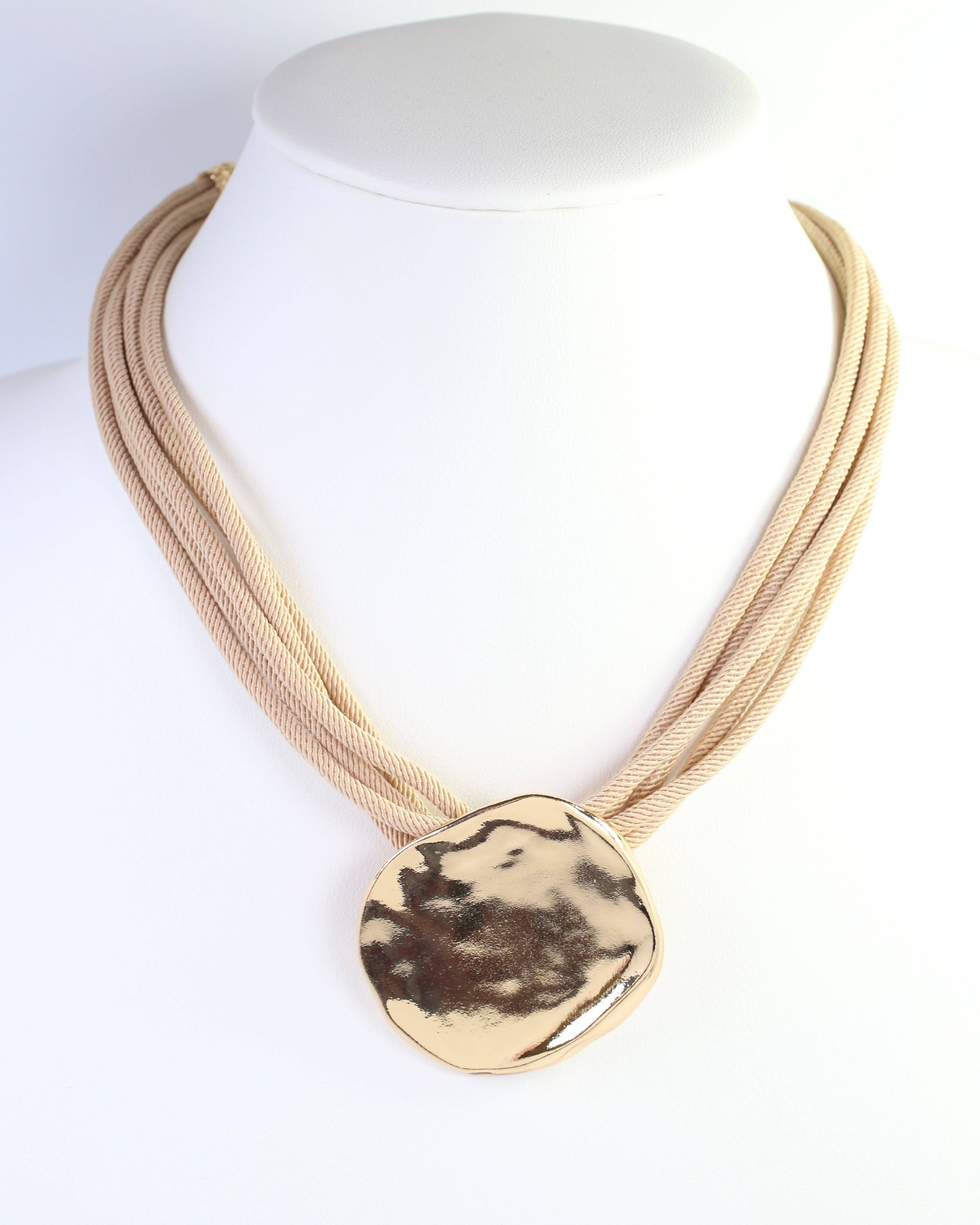 Calia Gold Pendant Cord Necklace Natural