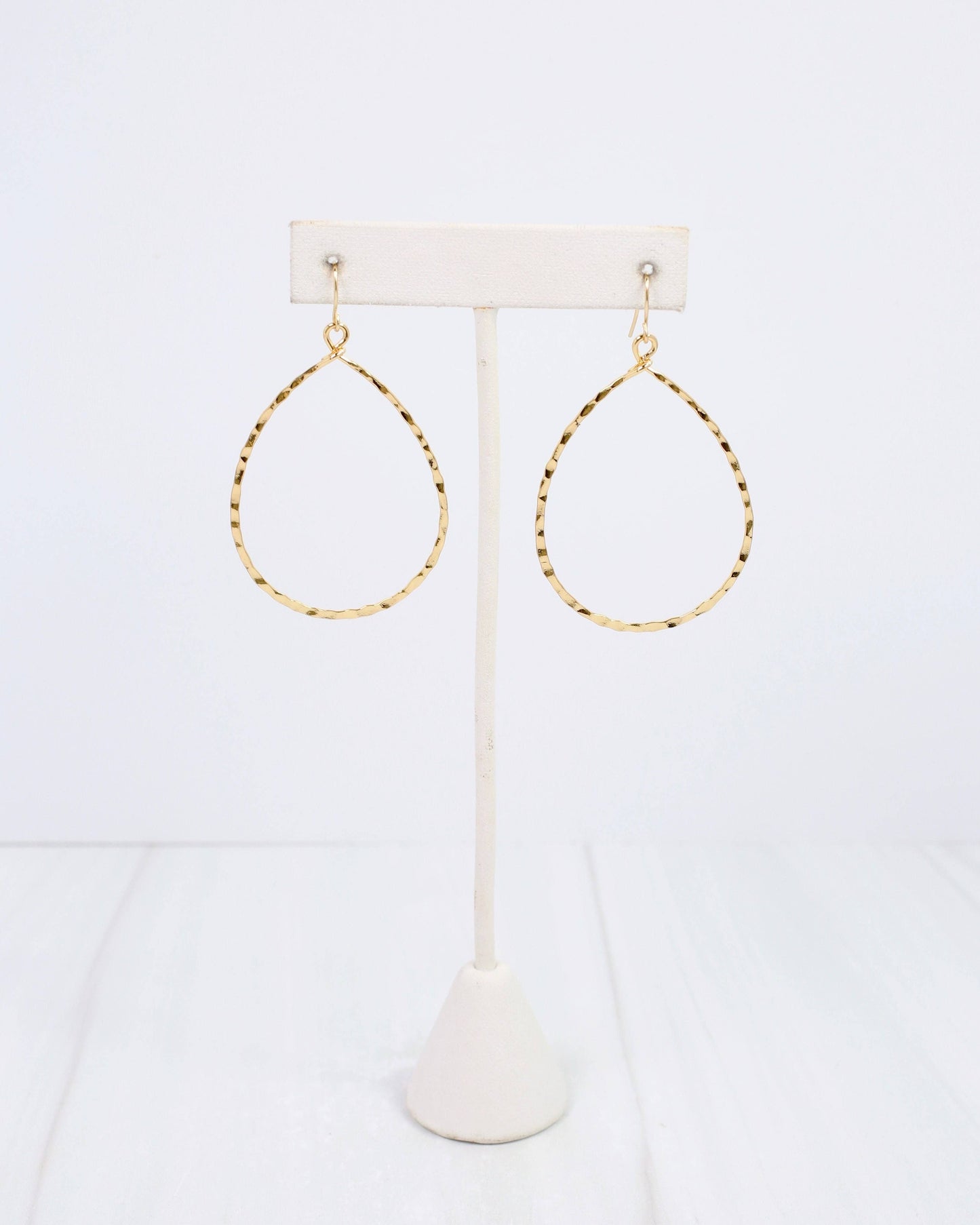 Griffith Textured Teardrop Hoop Earring WR Gold