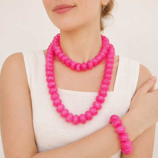 T7N045 - Candy Colored Beaded -Long Necklace