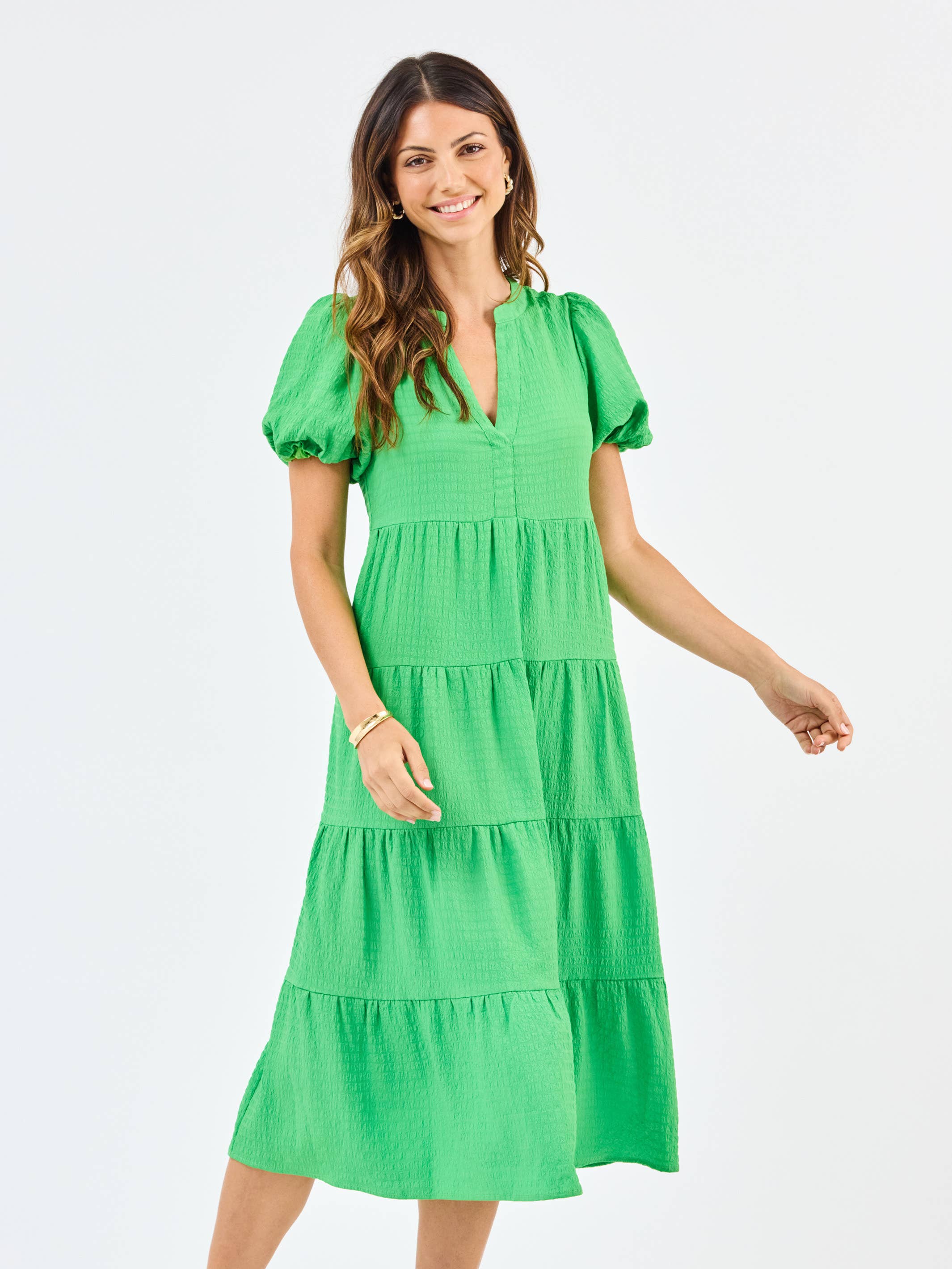 Kinsley Seersucker Dress | Green