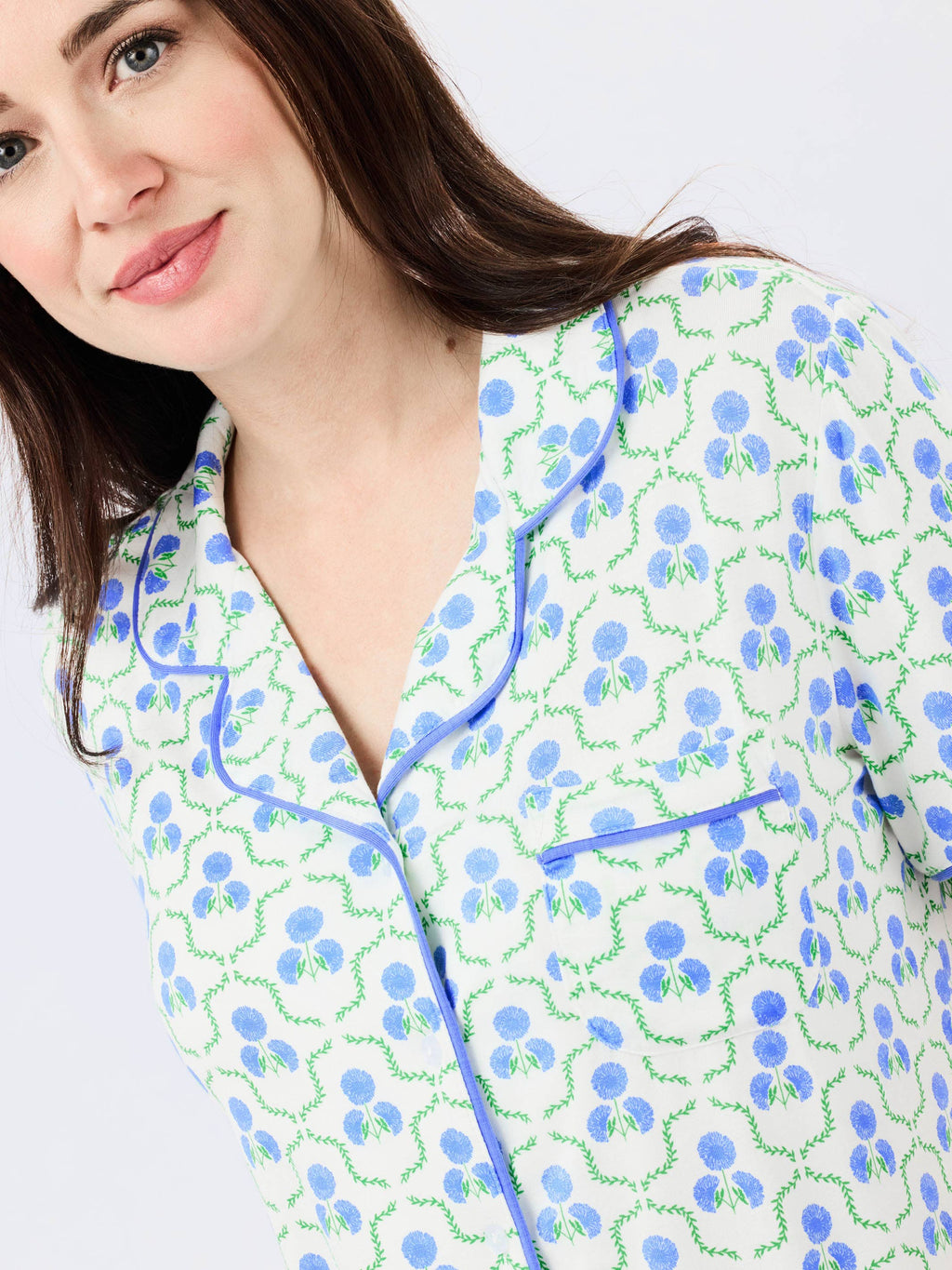 Charlotte Pajama Pants Set | Sweetbriar Lattice Blue