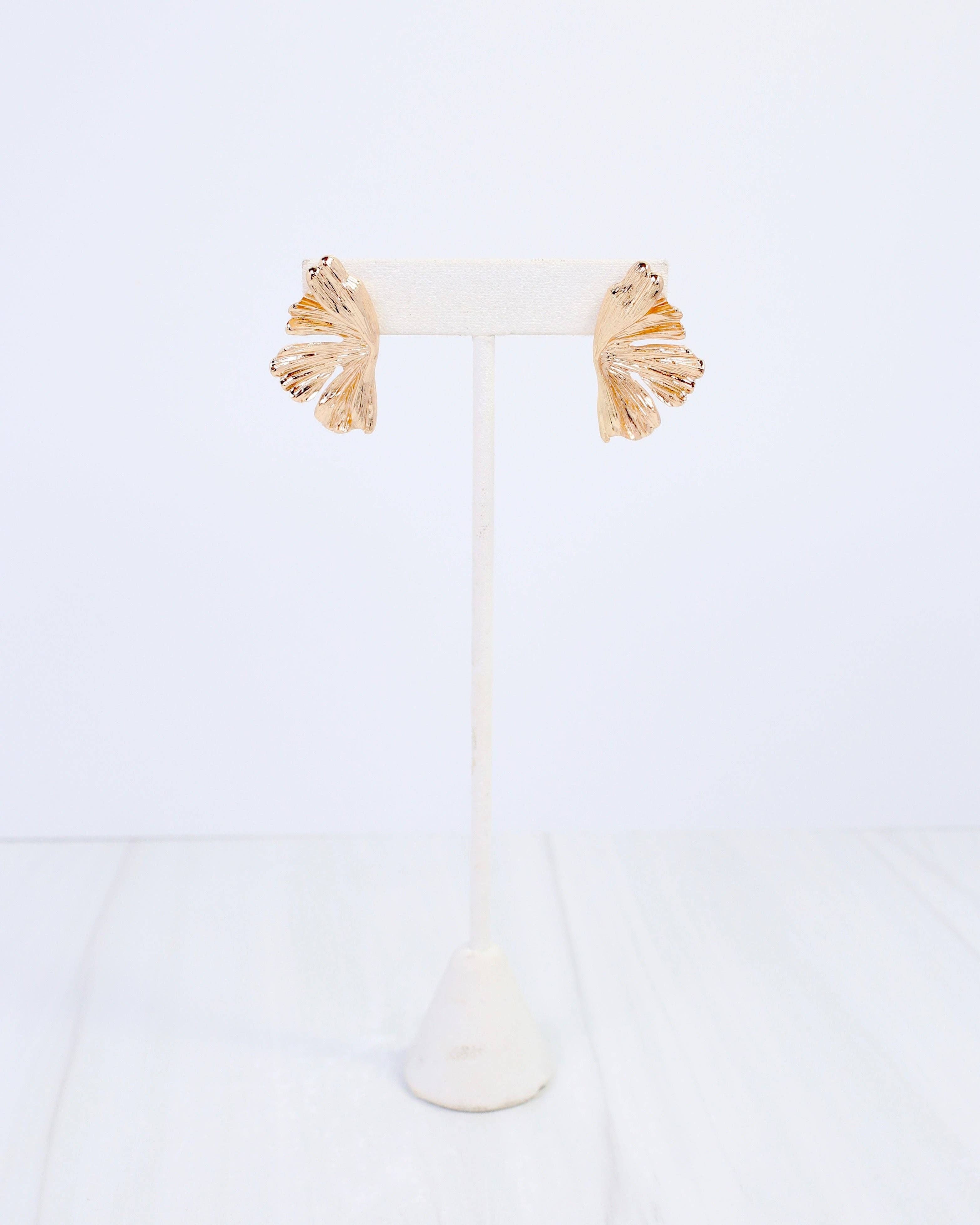 Amaya Leaf Fan Post Earring Gold