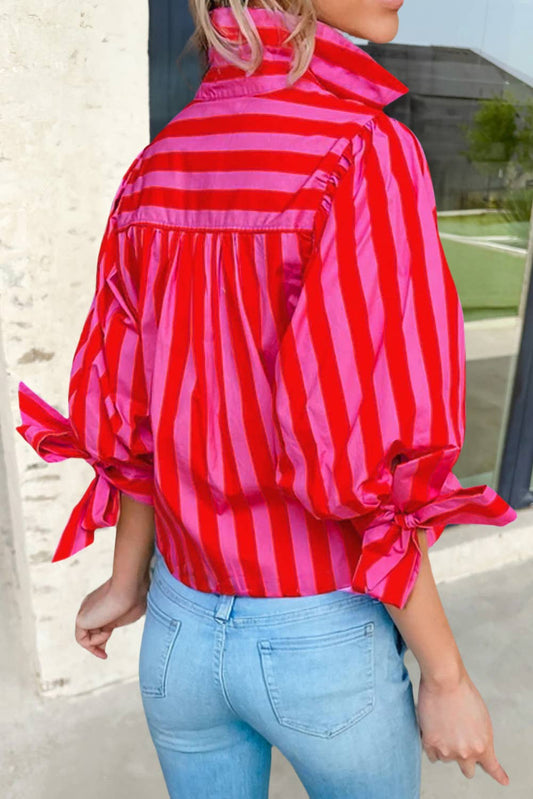 Stripe Tie Sleeve Button Down Shirt | S-XL