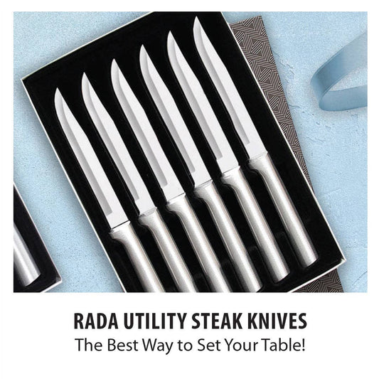 6 Utility/Steak Knives Set - Silver Handle